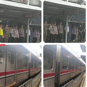 Aparat kepolisian Polsek Ciputat Timur Polres Tangerang Selatan Melakukan Langkah Antisipasi Keberangkatan Pelajar dari Wilayah (Tangsel) Yang Hendak Mengikuti Aksi Demonstrasi Di Jakarta.