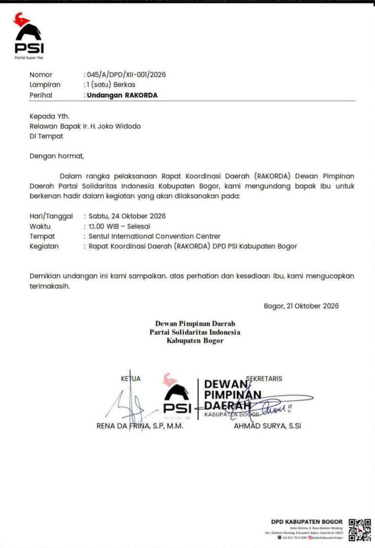 Yth. Bapak / Ibu Ketum Relawan Jokowi, Gibran Yang Kami Hormati