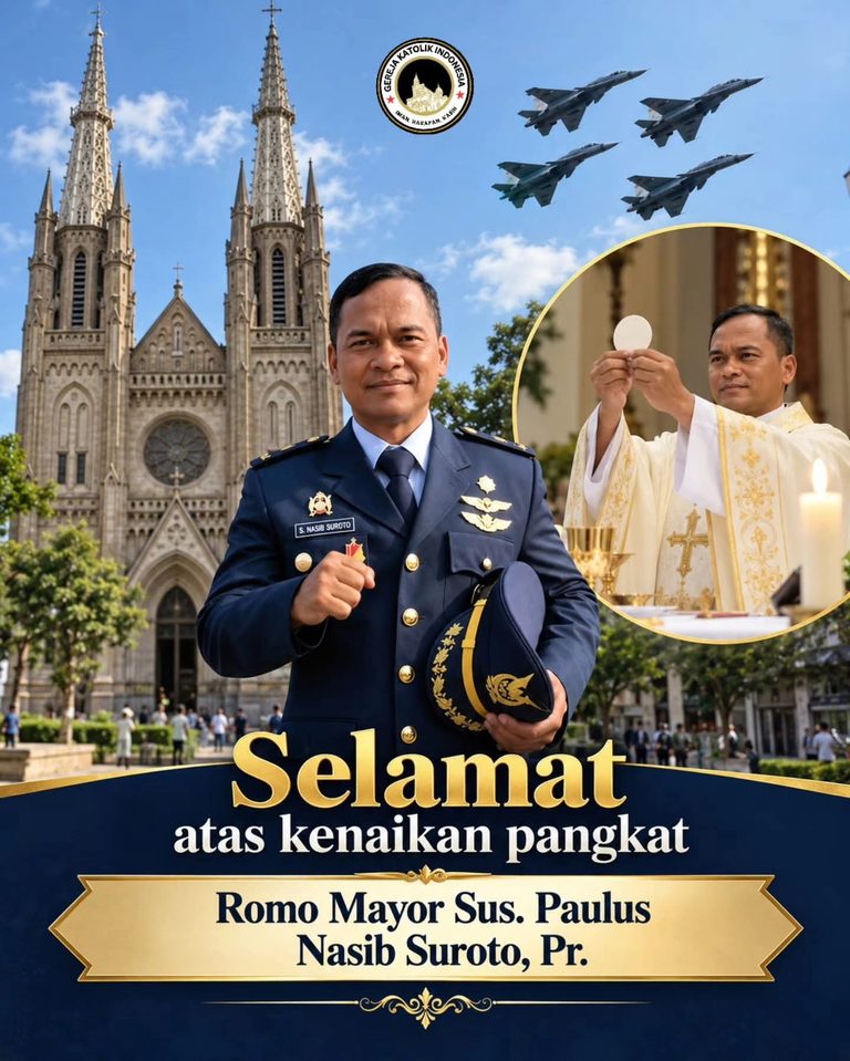 Selamat! Romo Paulus Nasib Suroto, Pr., Mendapat Kenaikan Pangkat Menjadi Mayor TNI AU